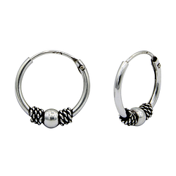 12mm Silver Bali Hoops - 1527