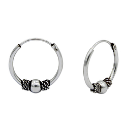 14mm Silver Bali Hoops - 1528