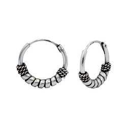 12mm Silver Bali Hoops - 1533