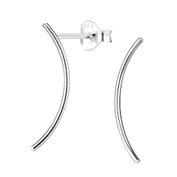 Silver Curved Bar Stud Earrings - 1242 Silver Curved Bar Stud Earrings - 1242