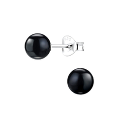 6mm Pearl Silver Stud Earrings - 1437 6mm Pearl Silver Stud Earrings - 1437