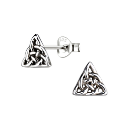 Silver Celtic Triangle Stud Earrings - 1221