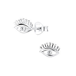 Silver Evil Eye Stud Earrings - 1272