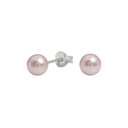 6mm Pearl Silver Stud Earrings - 1437