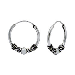 14mm Silver Bali Hoops - 1534