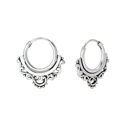 10mm Silver Bali Hoops - 1544