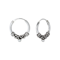 12mm Silver Bali Hoops - 1550