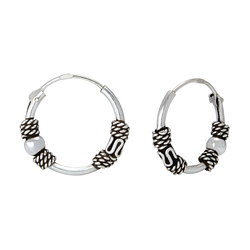 14mm Silver Bali Hoops - 1552