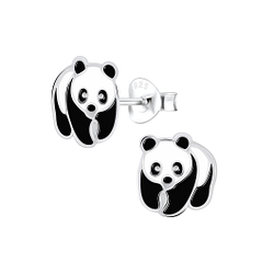 Silver Panda Stud Earrings - 1750