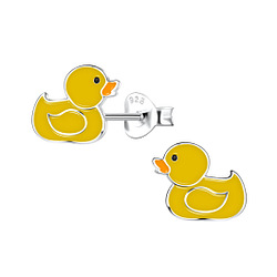 Silver Duck Stud Earrings - 1819