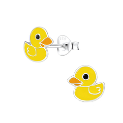Silver Duck Stud Earrings - 1805