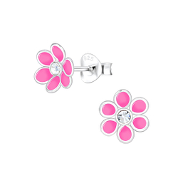 Silver Flower Stud Earrings - 1825