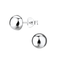 7mm Silver Half Ball Stud Earrings - 1735
