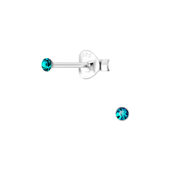 2mm Round Crystal Silver Stud Earrings - Wholesale - 1706