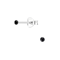 2mm Round Crystal Silver Stud Earrings - 1706