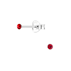 2mm Round Crystal Silver Stud Earrings - Wholesale - 1706
