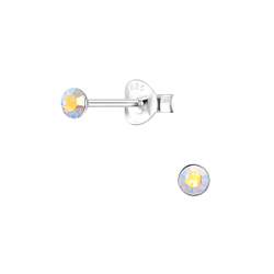 3mm Round Crystal Silver Stud Earrings - 1708