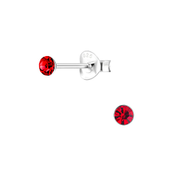 3mm Round Crystal Silver Stud Earrings - 1708