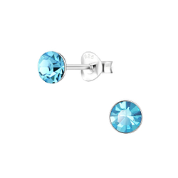 5mm Round Crystal Silver Stud Earrings - 1710