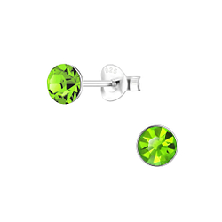 5mm Round Crystal Silver Stud Earrings - 1710