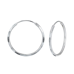 25mm Silver Hammered Hoops - 1606 25mm Silver Hammered Hoops - 1606