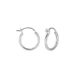 14mm Silver French Lock Hoop Earrings - 1611