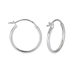 18mm Silver French Lock Hoop Earrings - 1613
