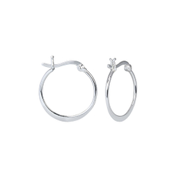 20mm Silver French Lock Flat Hoops - 1616