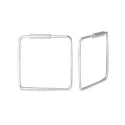 16mm Silver Square Hoop Earrings - 1645