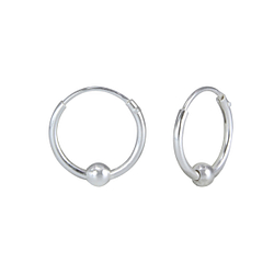 Silver Ball Hoop Earrings - 1651 Silver Ball Hoop Earrings - 1651