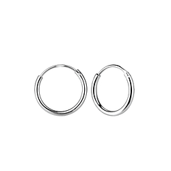 14mm Silver Hoop Earrings - Wholesale - 1665