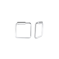 8mm Silver Square Hoop Earrings - 1643