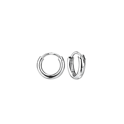 10mm Silver Thick Hoop Earrings - 1602