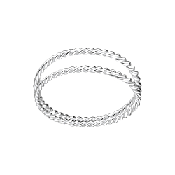 Silver Twisted Double Line Ring - 1673