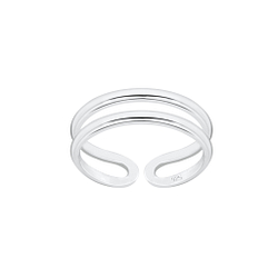Silver Double Line Adjustable Toe Ring - 1641