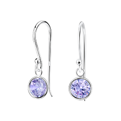 6mm Round Cubic Zirconia Silver Earrings - 1982