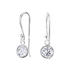 6mm Round Cubic Zirconia Silver Earrings - 1982