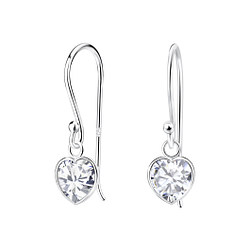 6mm Heart Cubic Zirconia Silver Earrings - 1963