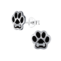 Silver Paw Print Stud Earrings - 1838