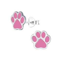 Silver Paw Print Stud Earrings - 1845