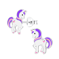 Silver Unicorn Stud Earrings - 1917