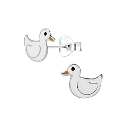 Silver Duck Stud Earrings - 1857