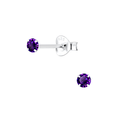 3mm Round Cubic Zirconia Silver Stud Earrings - Wholesale - 2019