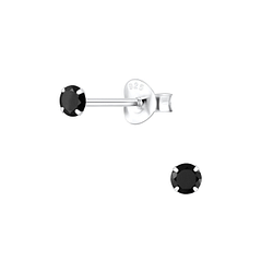3mm Round Cubic Zirconia Silver Stud Earrings - Wholesale - 2019