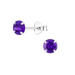 5mm Round Cubic Zirconia Silver Stud Earrings - Wholesale - 1974