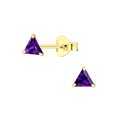 4mm Triangle Cubic Zirconia Stud Earrings - 3151