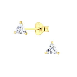4mm Triangle Cubic Zirconia Stud Earrings - 3151