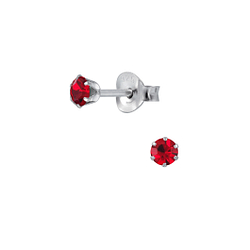 3mm Round Crystal Silver Stud Earrings - 1972 3mm Round Crystal Silver Stud Earrings - 1972