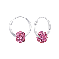Silver Crystal Ball Charm Hoop Earrings - Wholesale - 1937 Silver Crystal Ball Charm Hoop Earrings - Wholesale - 1937