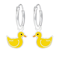 Silver Duck Charm Hoop Earrings - 1931 Silver Duck Charm Hoop Earrings - 1931